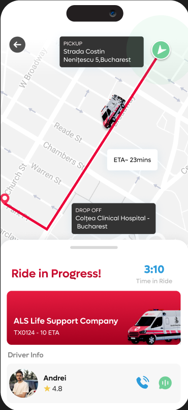 Live ride tracking screen preview