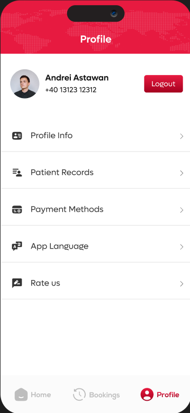 Patient profile screen